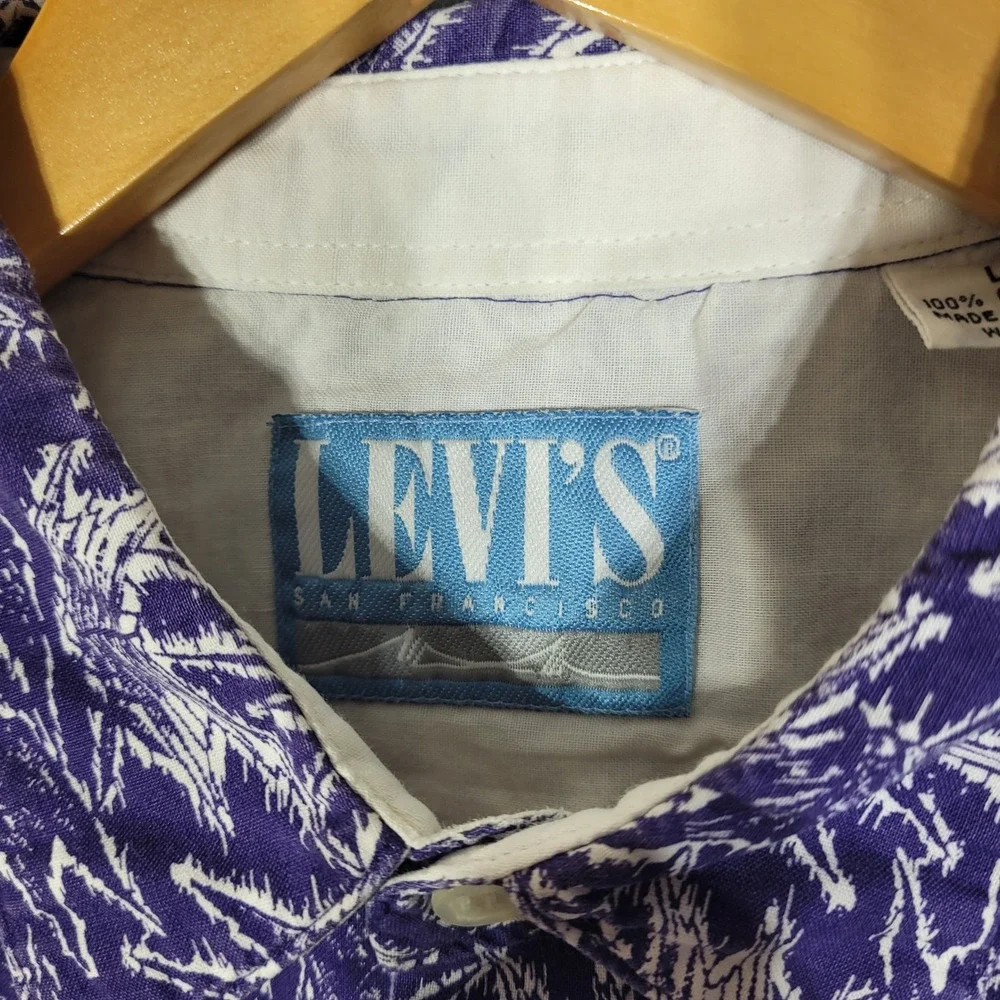Vintage Levis San Francisco Shirt Mens Large AOP Floral Button Down Short Sleeve